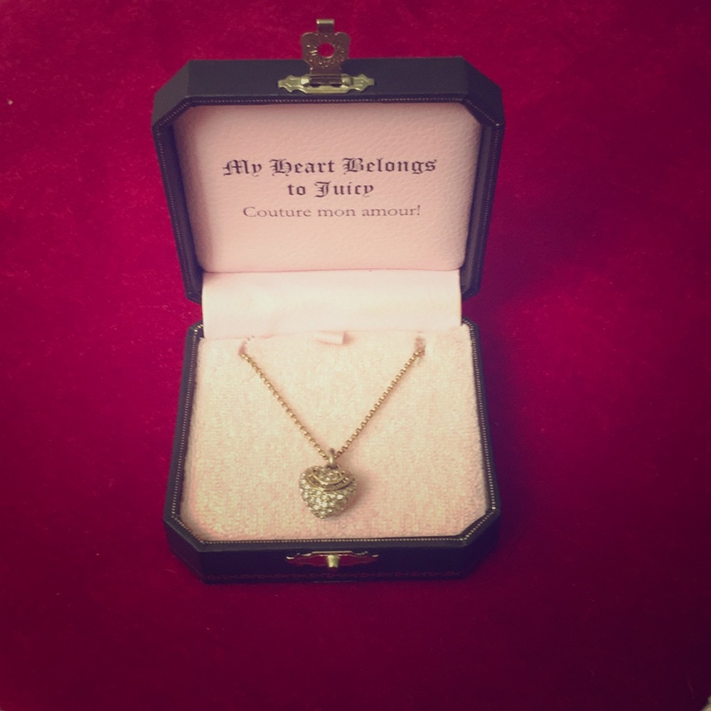 Juicy Couture Crystal Pave Gold Heart Necklace